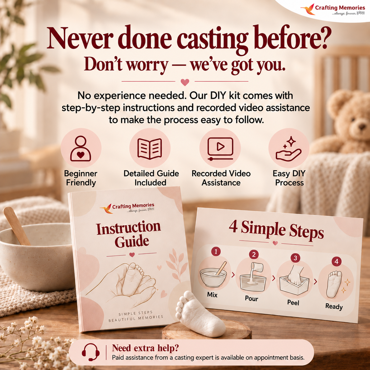 Baby Hand & Feet Casting Kit | For The Little Moments That Grow Too Fast | Recorded Step-by-Step Video Guidance