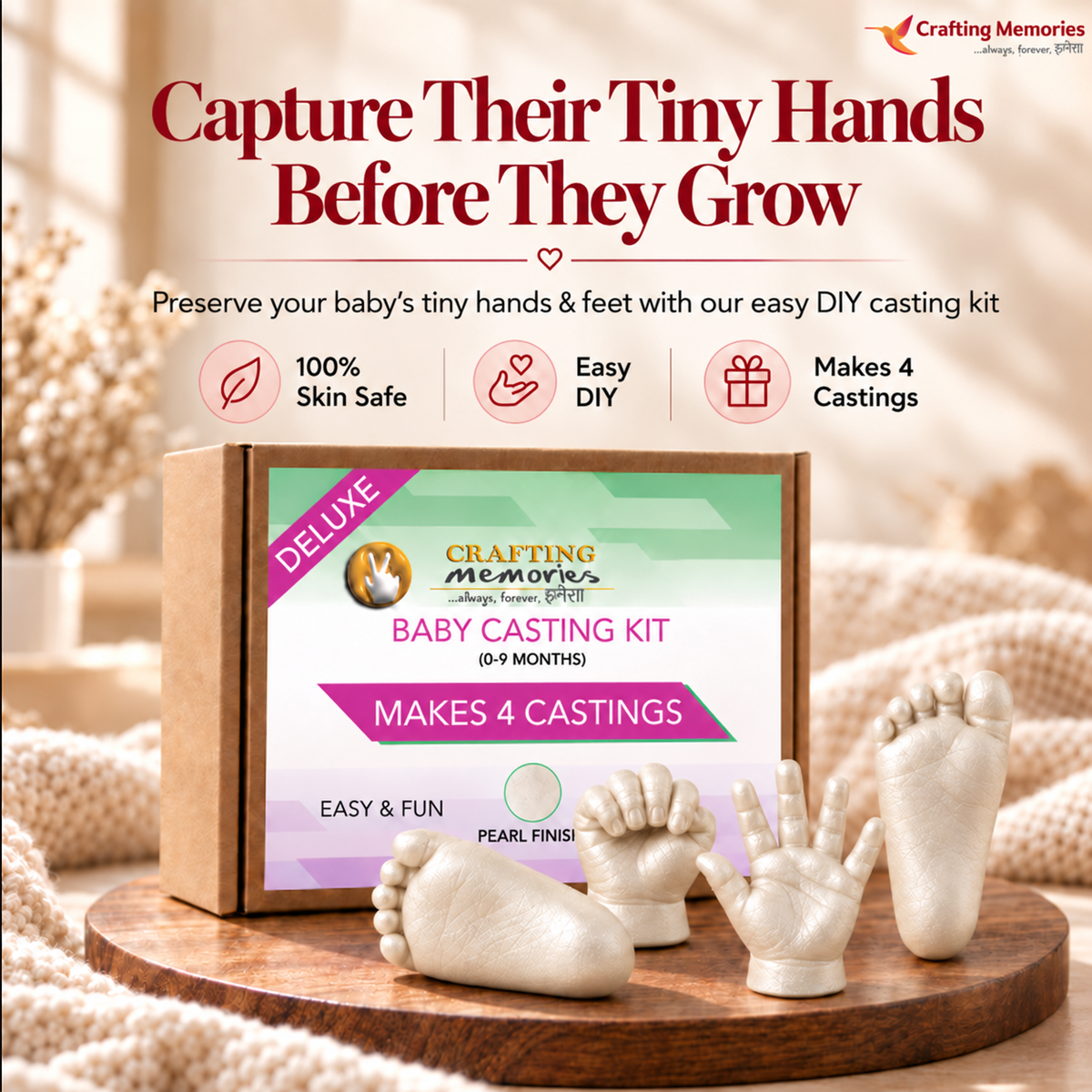 Baby Hand & Feet Casting Kit | For The Little Moments That Grow Too Fast | Recorded Step-by-Step Video Guidance